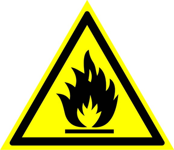 W01 пожароопасно! легковоспламеняющиеся вещества (пластик, сторона 200 мм) - Знаки безопасности - Предупреждающие знаки - магазин "Охрана труда и Техника безопасности"